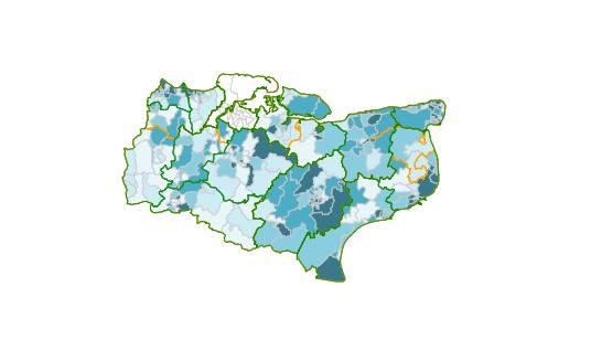 The darker the blue, the more admissions to hospital for stroke patients